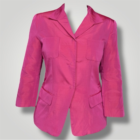 Giorgio Armani Silk Pink Jacket with Notched Lapels - Picture 1 of 7